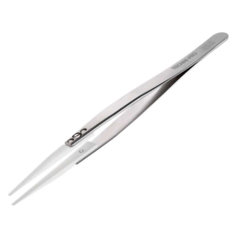 Ceramic Tip Tweezers, Style 2A, Zirconia Tips A2AMZ, Round, Flat, 5.5"